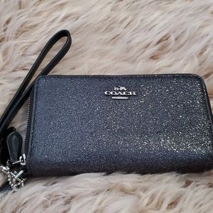 Coach black glitter wristlet